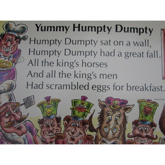 Yummy Humpty Dumpty Grade School Poster 30272 Poetry VNTG - Picture 3 of 4